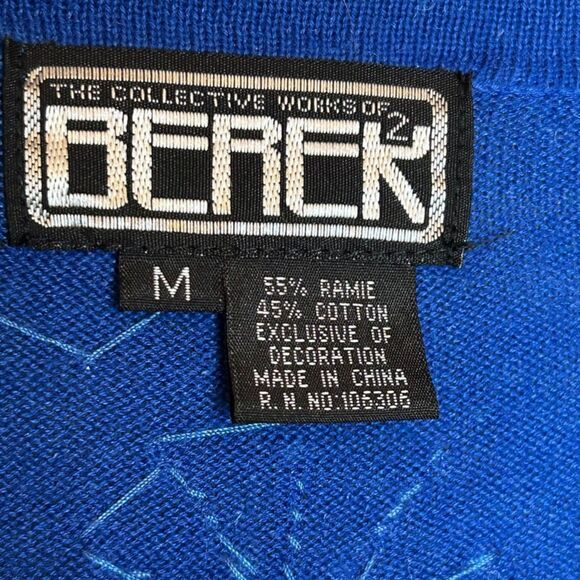 😇 VTG BEREK BLUE ANGEL BEADED UGLY CHRISTMAS LIGHTWEIGHT SWEATER MEDIUM - Picture 7 of 7